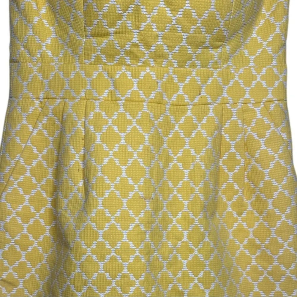 Kate Spade New York Hilary Yellow White Quatrefoil Sweetheart Dress Size 2